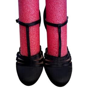 Ellie Heels Size 7 Black Satin Heels With Buckle Closure shoes satin